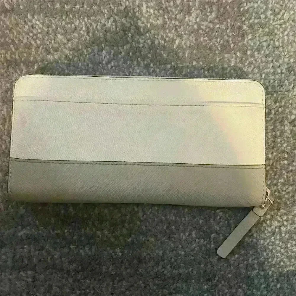 Kate Spade Women's Beige Zip-Around Wallet Saffiano Leather